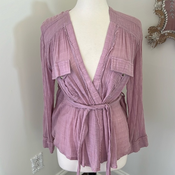 We The Free Gauze Safari Top Blouse - Picture 2 of 7